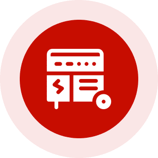 Red circle with white electrical generator icon.
